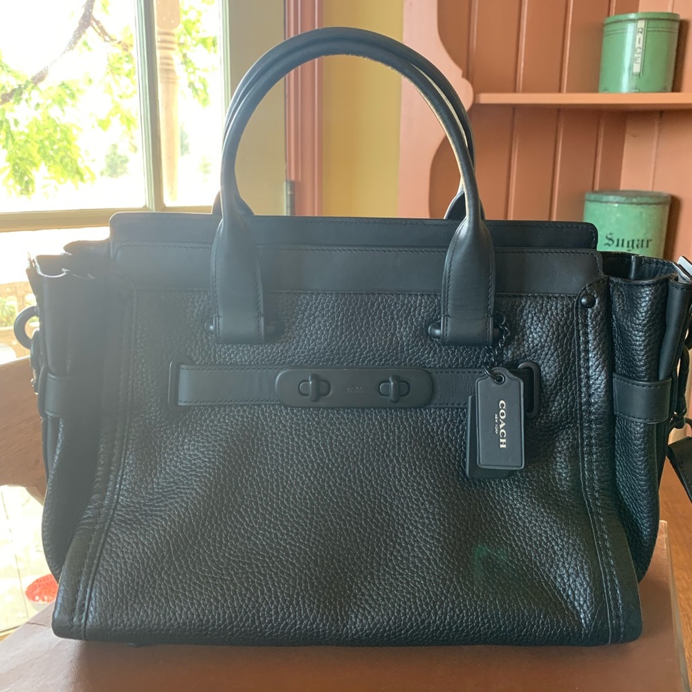 Coach pebble black leather bag